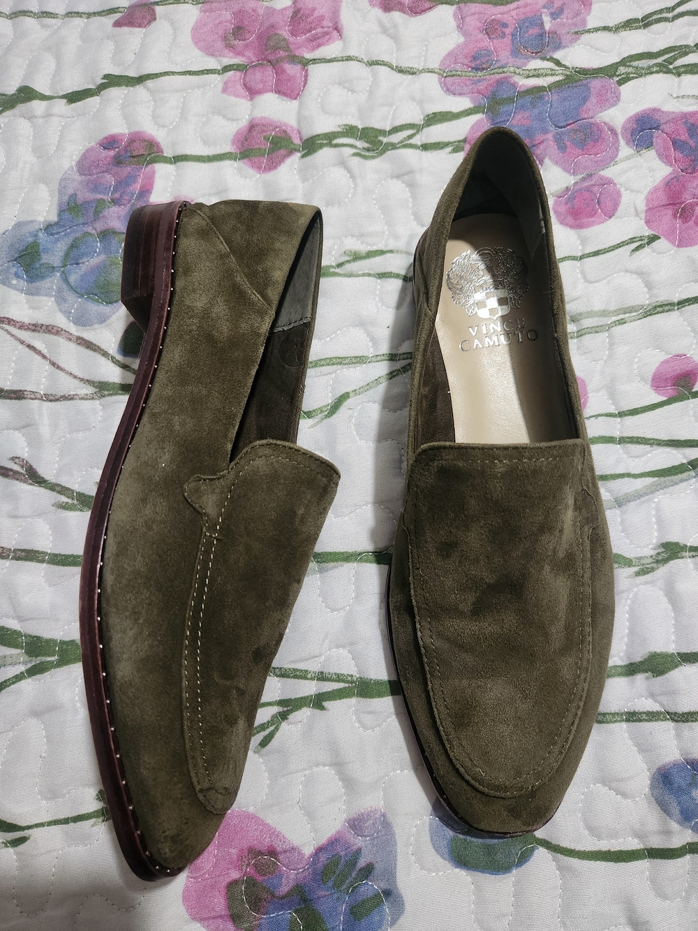Vince Camuto Cretinian Olive Suede Loafers